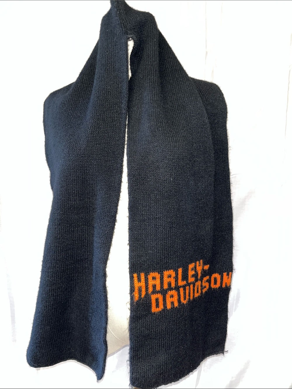 Harley-Davidson Black Knit Scarf with Orange Logo